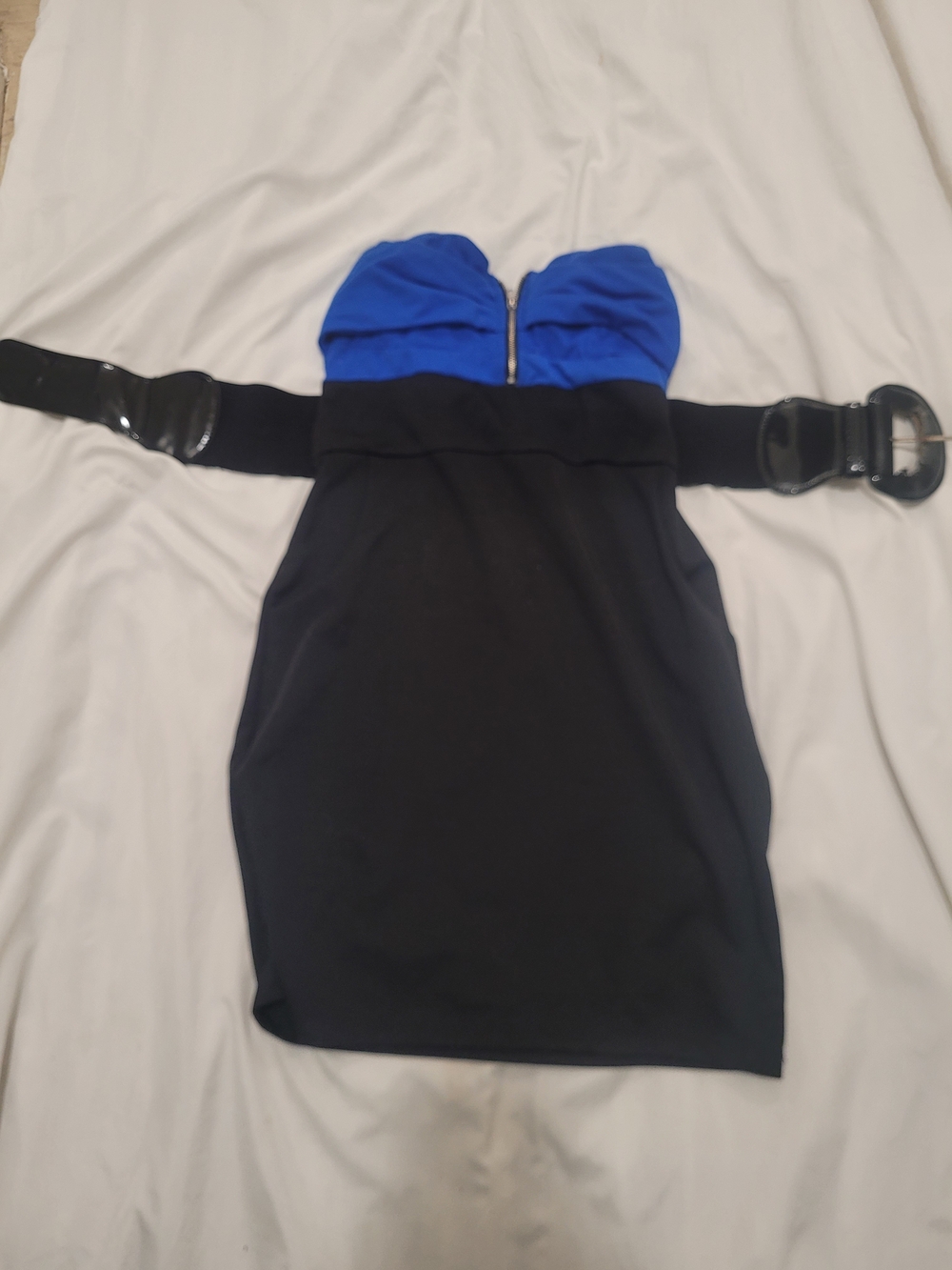 Ardene Strapless Royal Blue and Black Bodycon Dress with Belt